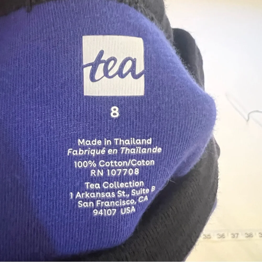 Tea Collection Kids Size 8 Long Sleeve Color Block T-Shirt Black Yellow Blue